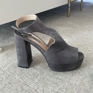 Gray Prada Platform Heels